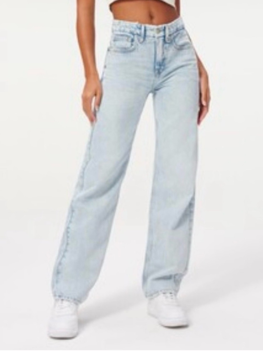 Good American-food 90s-Light Wash High-Rise Straight Jeans - Light Blue